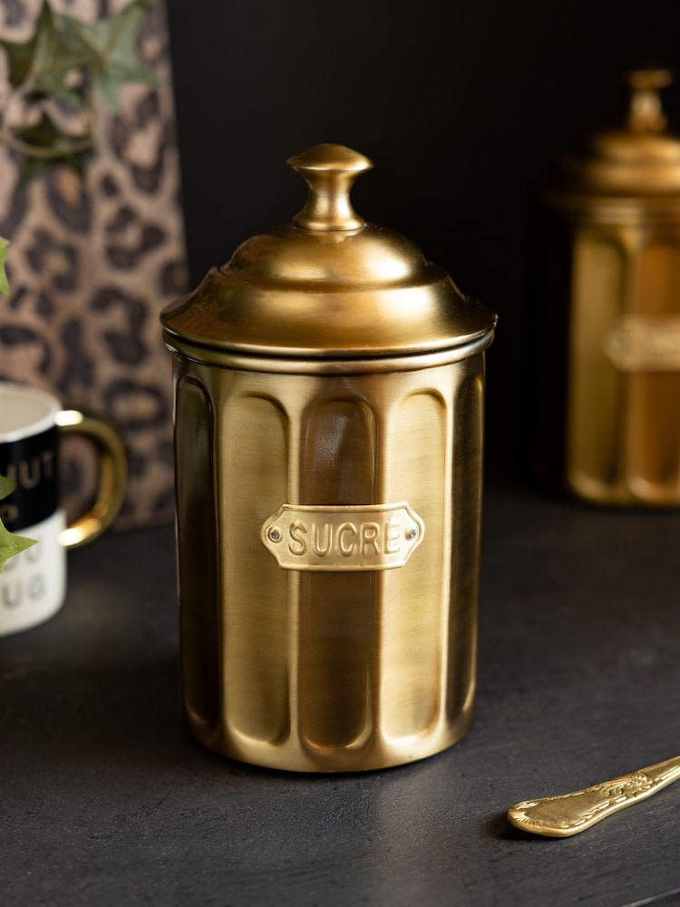 Rockett St George Gold Apothecary Style Sugar Storage Tin - Image 2 of 5 Rockett St George Gold Apothecary Style Sugar Storage Tin - Image 2 of 5