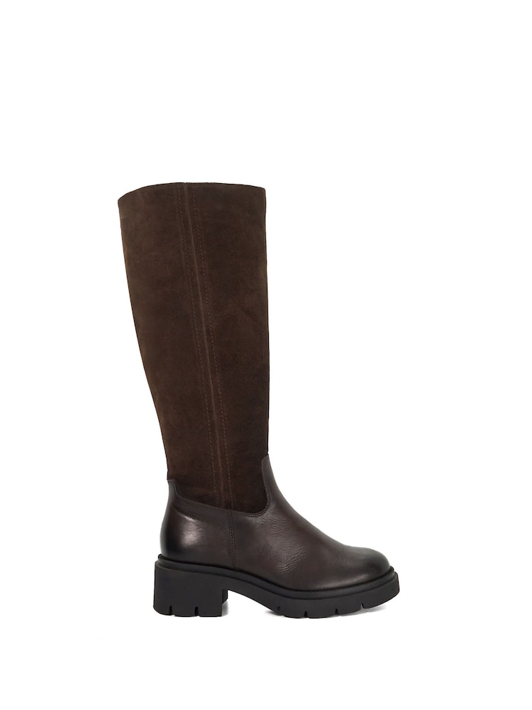 Dune London Brown Tallon Knee High Boots - Image 2 of 6 Dune London Brown Tallon Knee High Boots - Image 2 of 6