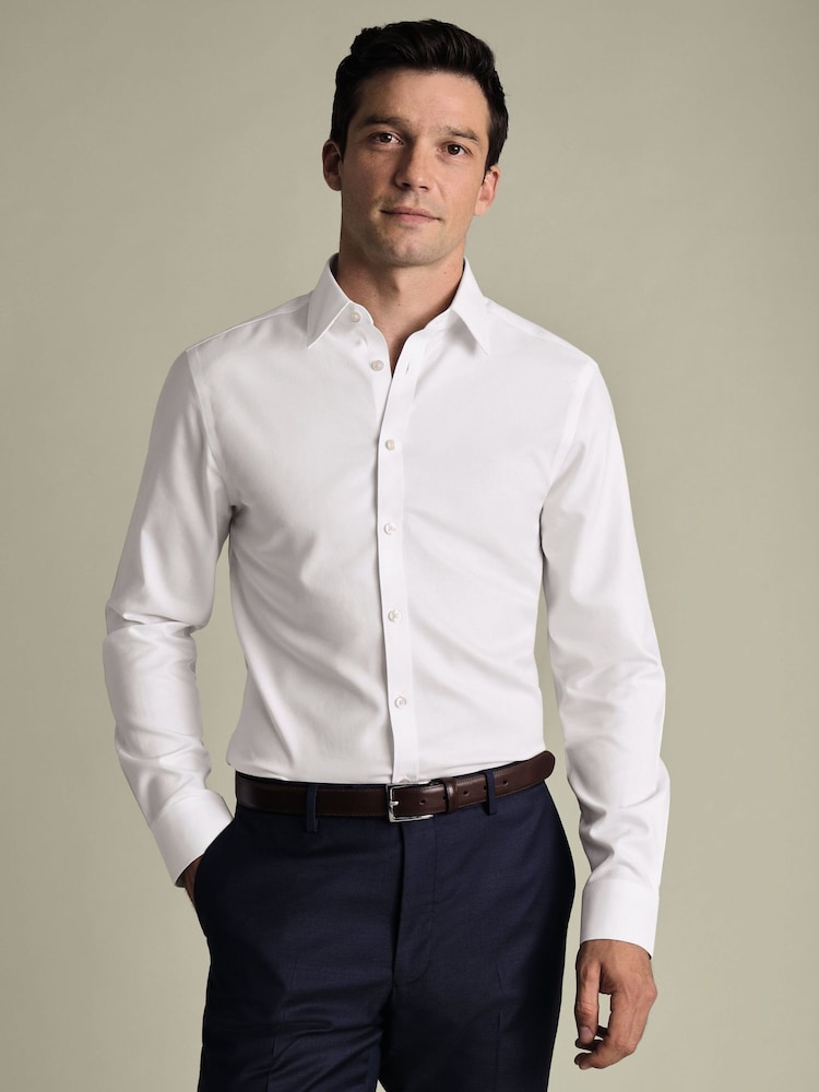 Charles Tyrwhitt White Non-iron Twill Point Collar Classic Fit Shirt - Image 1 of 6 Charles Tyrwhitt White Non-iron Twill Point Collar Classic Fit Shirt - Image 1 of 6