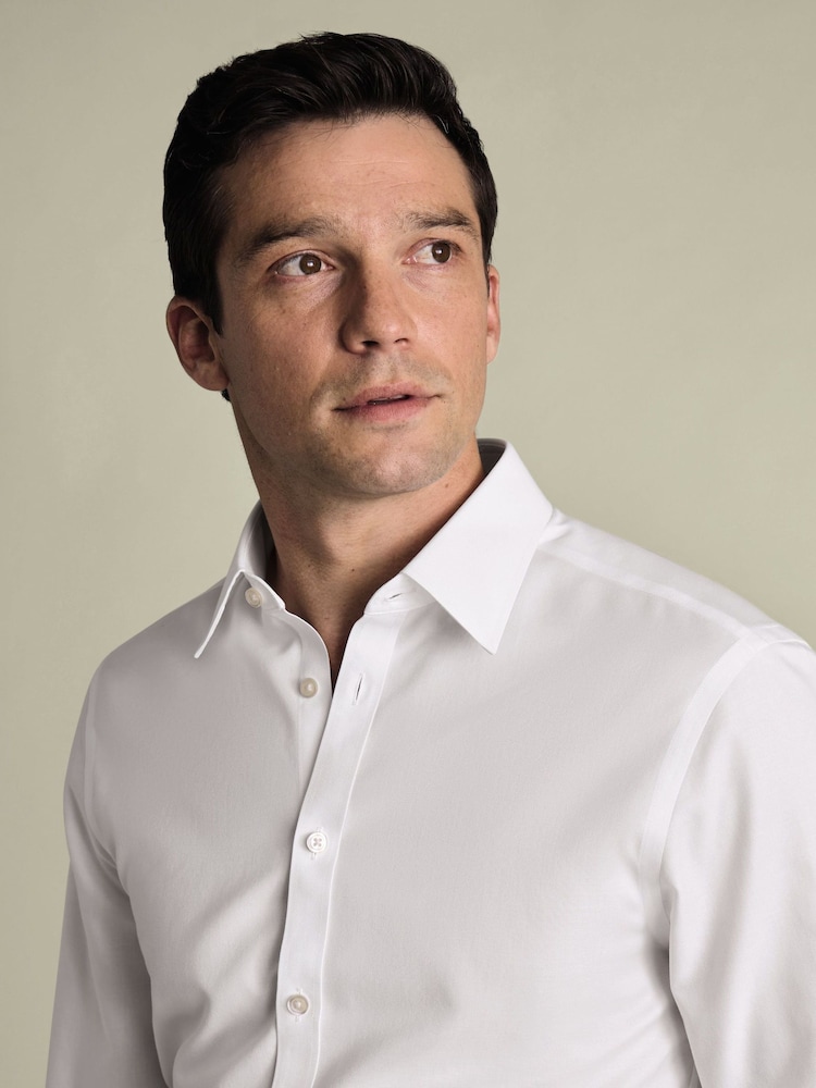 Charles Tyrwhitt White Non-iron Twill Point Collar Classic Fit Shirt - Image 2 of 6 Charles Tyrwhitt White Non-iron Twill Point Collar Classic Fit Shirt - Image 2 of 6
