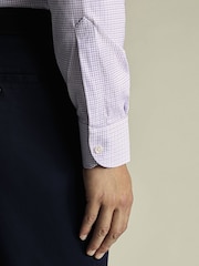 Charles Tyrwhitt Purple Lilac Two Tone Non-iron Performance Check Slim Fit Shirt - Image 3 of 6