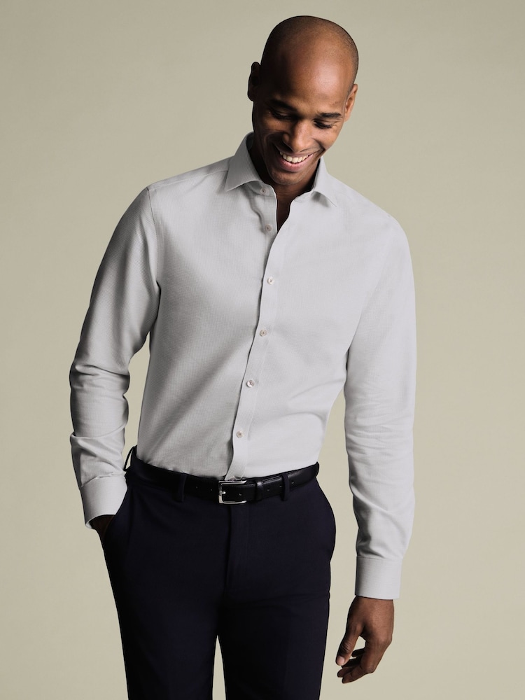 Charles Tyrwhitt Grey SF Silver Non-Iron Stretch Burlington Weave Shirt - Image 1 of 5 Charles Tyrwhitt Grey SF Silver Non-Iron Stretch Burlington Weave Shirt - Image 1 of 5