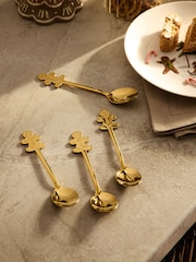 4 Piece Gold Christmas Gingerbread Teaspoons - Image 1 of 3
