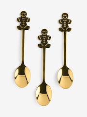 4 Piece Gold Christmas Gingerbread Teaspoons - Image 3 of 3