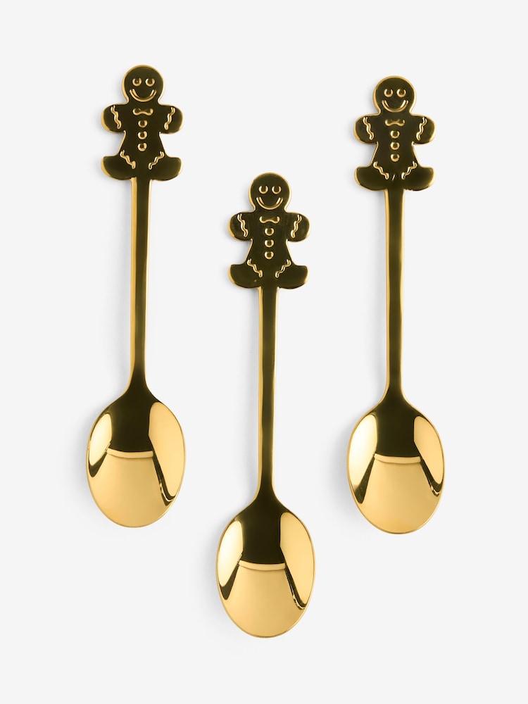 4 Piece Gold Christmas Gingerbread Teaspoons - Image 3 of 3 4 Piece Gold Christmas Gingerbread Teaspoons - Image 3 of 3