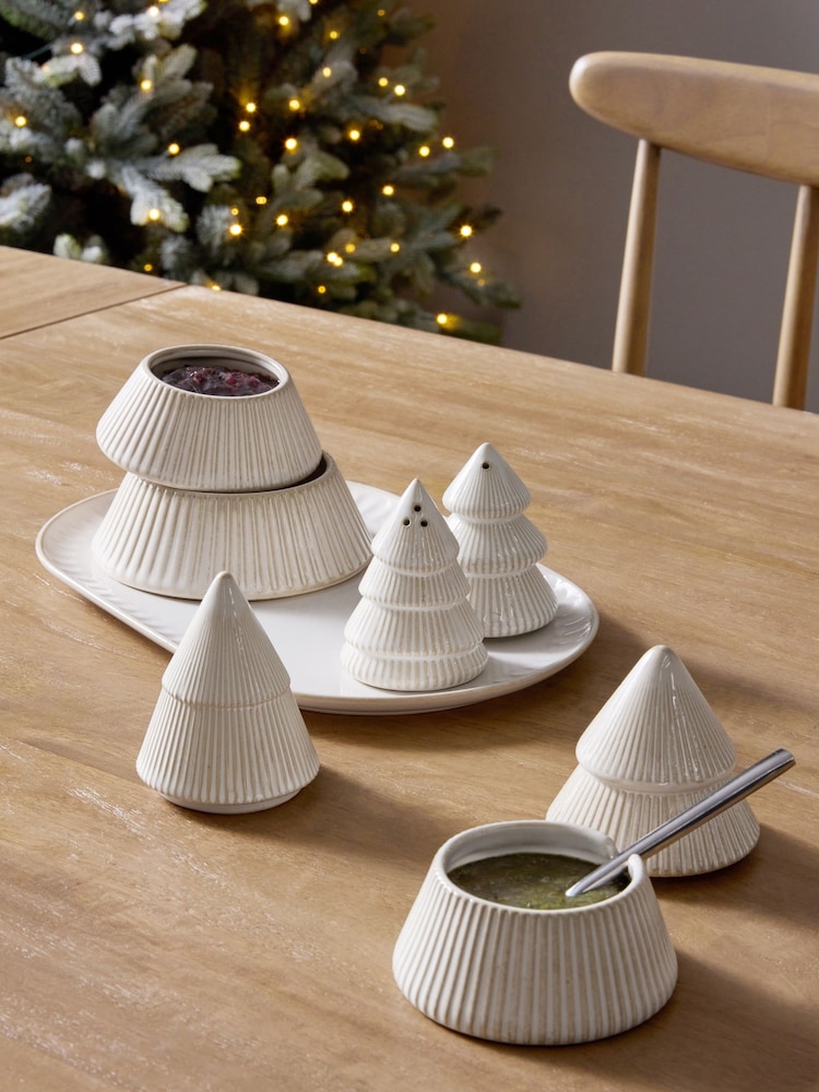 Ceramic Christmas Tree Salt & Pepper Set with Tray - Bild 2 von 4 Ceramic Christmas Tree Salt & Pepper Set with Tray - Bild 2 von 4