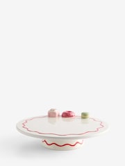 White Cake Stand with Red Wavy Stripe and 3D Sweets - Image 1 of 5