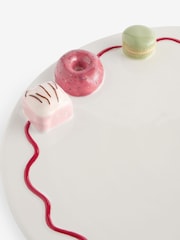 White Cake Stand with Red Wavy Stripe and 3D Sweets - Image 2 of 5