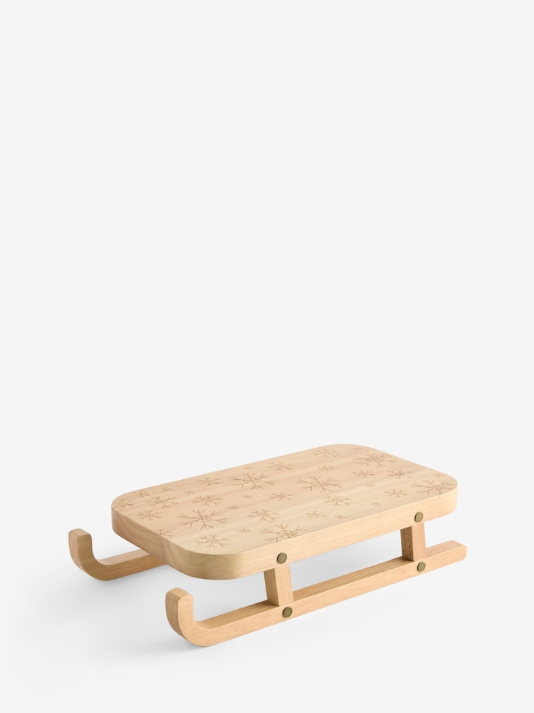 Natural Wood Snowflake Sleigh Serving Board - Image 1 of 3 Natural Wood Snowflake Sleigh Serving Board - Image 1 of 3