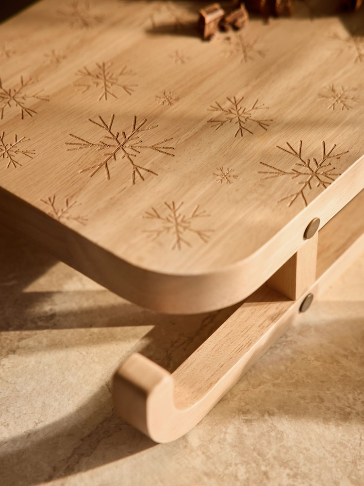 Natural Wood Snowflake Sleigh Serving Board - Image 3 of 3 Natural Wood Snowflake Sleigh Serving Board - Image 3 of 3
