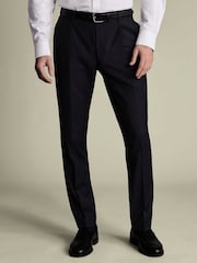 Azul oscuro - Charles Tyrwhitt Forest Puppytooth Slim Fit Italian Suit Trousers - Imagen 1 de 4