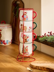 Multi Christmas Hamish Stacking Mugs with Wire Stand - Image 2 of 4