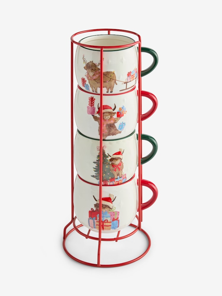 Multi Christmas Hamish Stacking Mugs with Wire Stand - Image 4 of 4 Multi Christmas Hamish Stacking Mugs with Wire Stand - Image 4 of 4