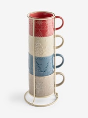 Multi Fairisle Christmas Tree and  Snowflake Mugs with Wire Stand - Image 4 of 4