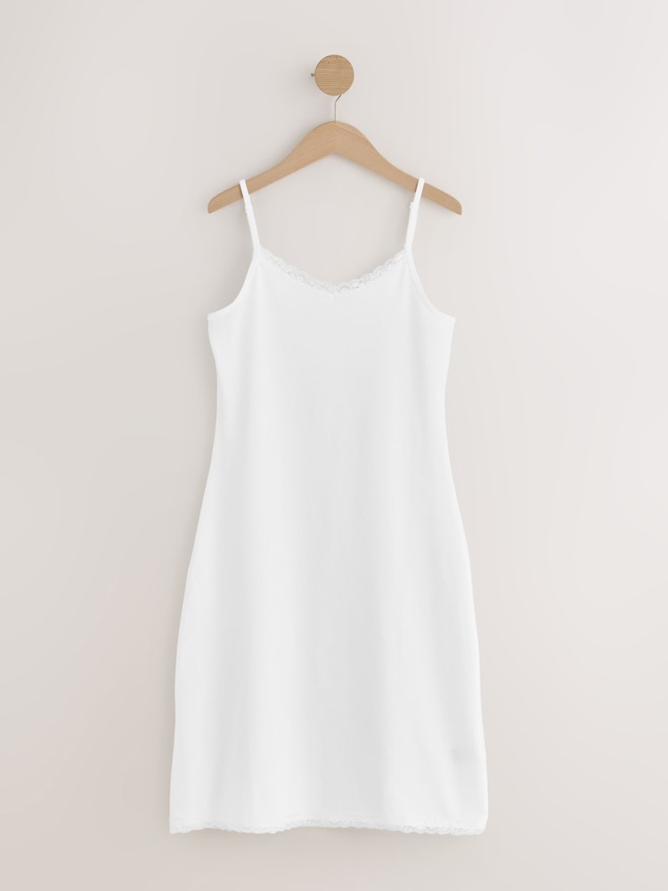 Black/White Cotton Slip with Lace Trim - Image 2 of 4