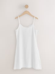 Black/White Short Cotton Slip with Lace Trim - Image 3 of 5