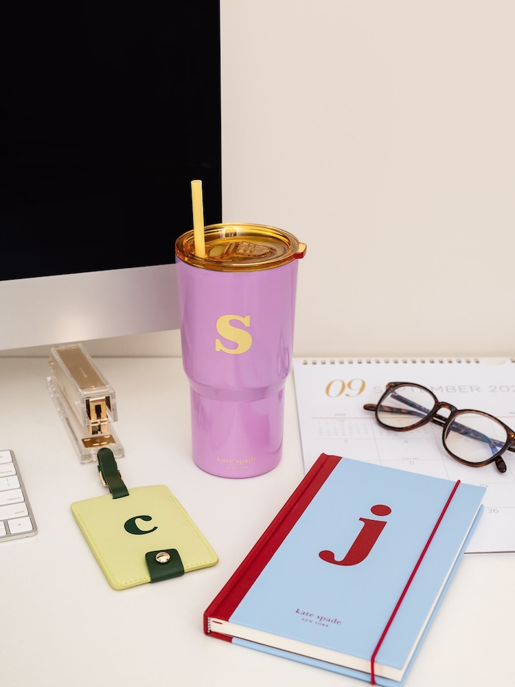 Kate Spade Pink Just Mine Initial Stainless Steel 20 oz. Tumbler - Image 1 of 2 Kate Spade Pink Just Mine Initial Stainless Steel 20 oz. Tumbler - Image 1 of 2