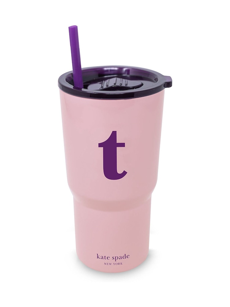 Kate Spade Pink Just Mine Initial Stainless Steel 20 oz. Tumbler - Image 2 of 2 Kate Spade Pink Just Mine Initial Stainless Steel 20 oz. Tumbler - Image 2 of 2
