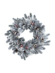 Charles Bentley Green 60cm Pre-Lit Red Berry & Pinecone Snowy Wreath - Image 3 of 4