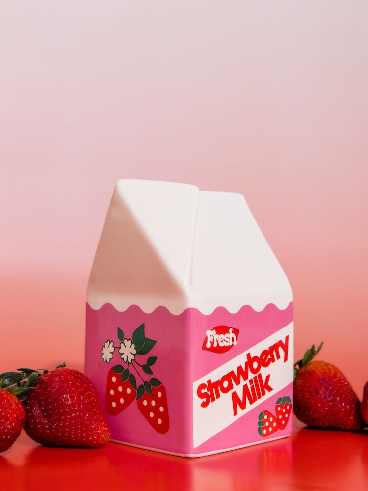 ban.do Pink Strawberry Milk Vase - Image 1 of 4 ban.do Pink Strawberry Milk Vase - Image 1 of 4