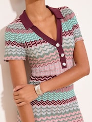 Lipsy Zig Zag Detail Short Sleeve Polo Maxi Dress - Larawan 5 ng 5