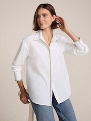 Lands' End White Embellished Placket Shirt - Image 1 of 4