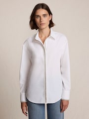 Lands' End White Embellished Placket Shirt - Image 3 of 4