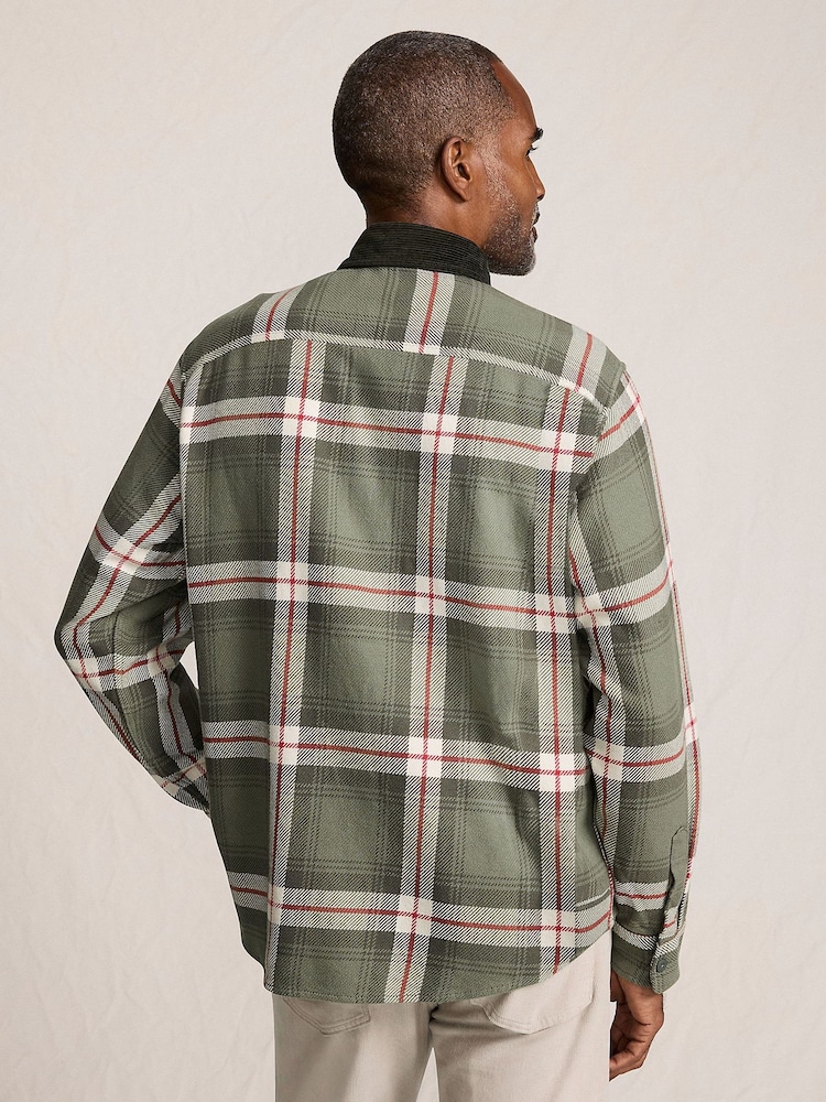 Lands' End Green Cord Collar Flannel Plaid Shirt - Image 2 of 6