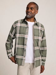 Lands' End Green Cord Collar Flannel Plaid Shirt - Image 3 of 6