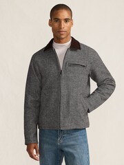 Lands' End Black Insulated Houndstooth Cord Collar Jacket - Image 1 of 5