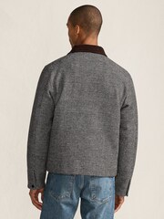 Lands' End Black Insulated Houndstooth Cord Collar Jacket - Image 2 of 5