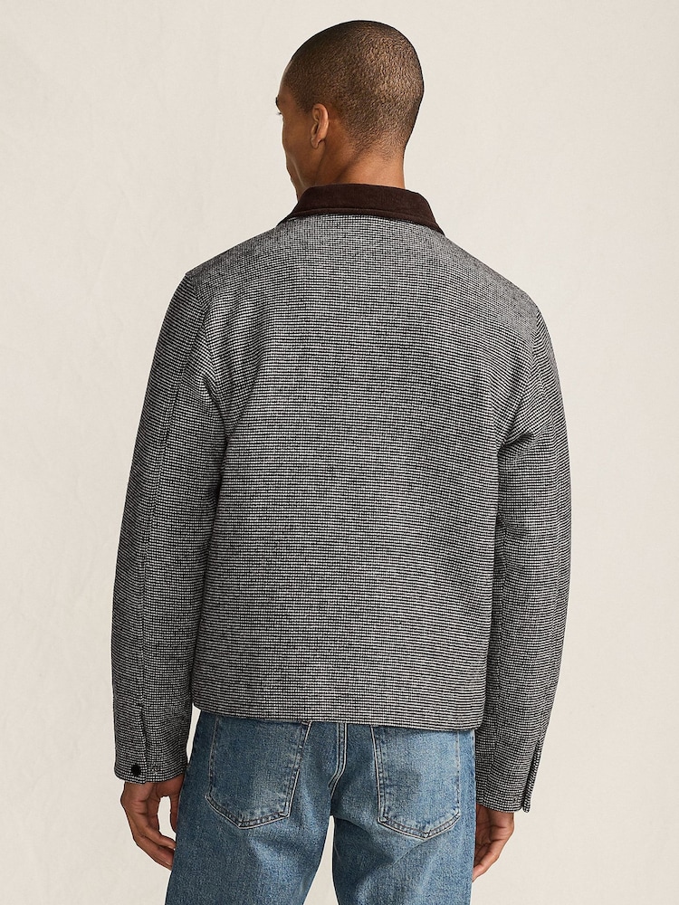 Lands' End Black Insulated Houndstooth Cord Collar Jacket - Image 2 of 5