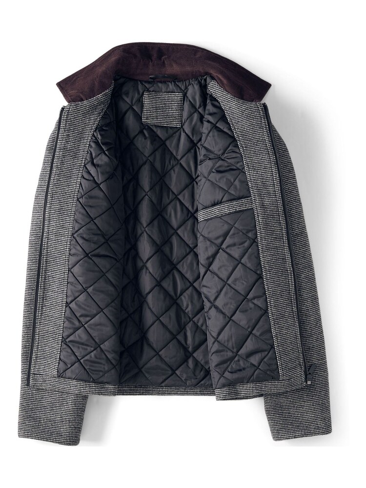 Lands' End Black Insulated Houndstooth Cord Collar Jacket - Image 5 of 5