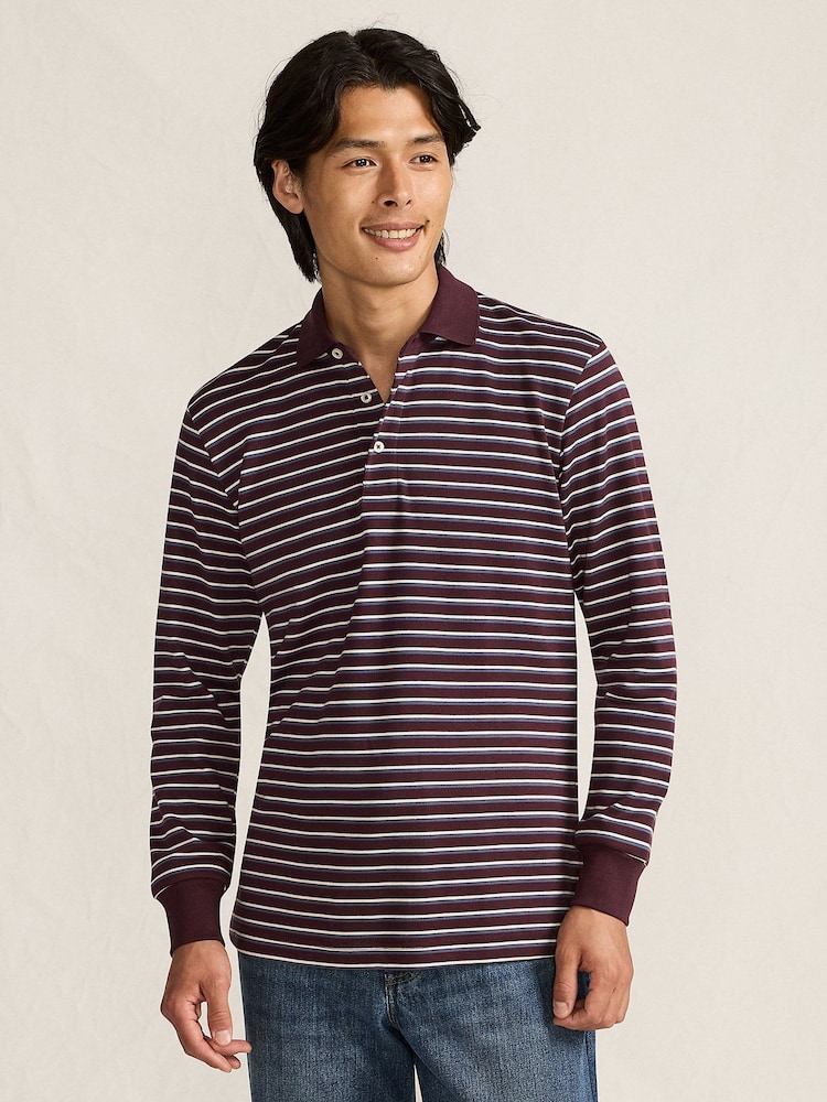 Lands' End Blue Long Sleeve Supima Cotton Polo Shirt - Image 1 of 4 Lands' End Blue Long Sleeve Supima Cotton Polo Shirt - Image 1 of 4