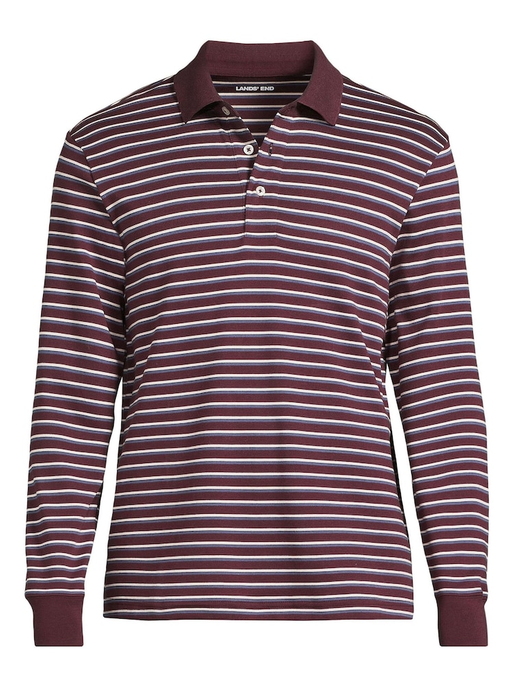 Lands' End Blue Long Sleeve Supima Cotton Polo Shirt - Image 4 of 4 Lands' End Blue Long Sleeve Supima Cotton Polo Shirt - Image 4 of 4