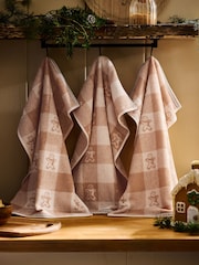 Set of 3 Natural Christmas Gingerbread Terry Tea Towels - Image 1 of 4