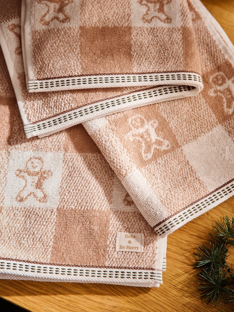 Set of 3 Natural Christmas Gingerbread Terry Tea Towels - Image 2 of 4 Set of 3 Natural Christmas Gingerbread Terry Tea Towels - Image 2 of 4