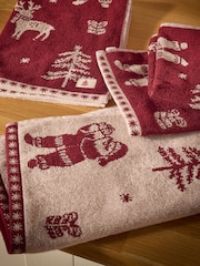 Set of 3 Red Christmas Santa Terry Tea Towels - Image 2 of 4