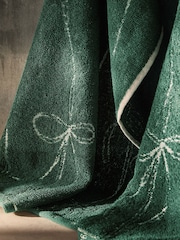 Set of 3 Green Christmas Bow Terry Tea Towels - Image 3 of 4