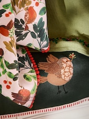 Set of 3 Sage Green Christmas Robin Tea Towels - Image 3 of 4
