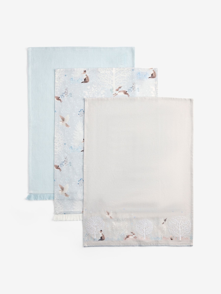 Set of 3 Blue Winter Wonderland Tea Towels - Image 4 of 4