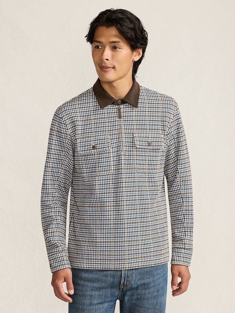 Lands' End Brown Long Sleeve Cord Collar Brushed Rib Knit Half Zip Jumper - Image 1 of 4 Lands' End Brown Long Sleeve Cord Collar Brushed Rib Knit Half Zip Jumper - Image 1 of 4