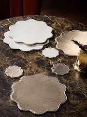Set of 4 Gold Scallop Faux Leather Placemats and Coasters - Image 2 of 3