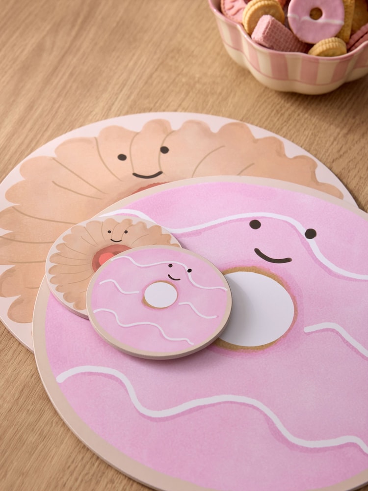 Set of 4 Pink Biscuit Corkback Placemats and Coasters - Image 2 of 3 Set of 4 Pink Biscuit Corkback Placemats and Coasters - Image 2 of 3