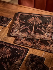 Set of 4 Brown Gold Glamtique Leopard Placemats and Coasters - Image 1 of 3
