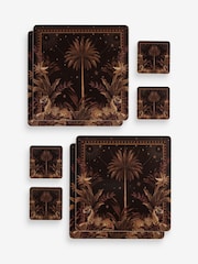 Set of 4 Brown Gold Glamtique Leopard Placemats and Coasters - Image 3 of 3