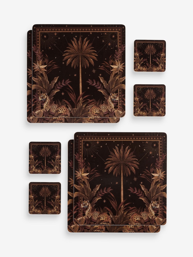 Set of 4 Brown Gold Glamtique Leopard Placemats and Coasters - Image 3 of 3 Set of 4 Brown Gold Glamtique Leopard Placemats and Coasters - Image 3 of 3