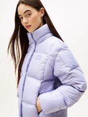 Tommy Jeans Purple Shiny Quilted Down Alaska Puffer Jacket - Image 2 of 5