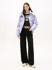 Tommy Jeans Purple Shiny Quilted Down Alaska Puffer Jacket - Image 3 of 5