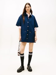 Tommy Jeans Blue Patch Pocket Mini Loose Shirt Dress - Image 1 of 5